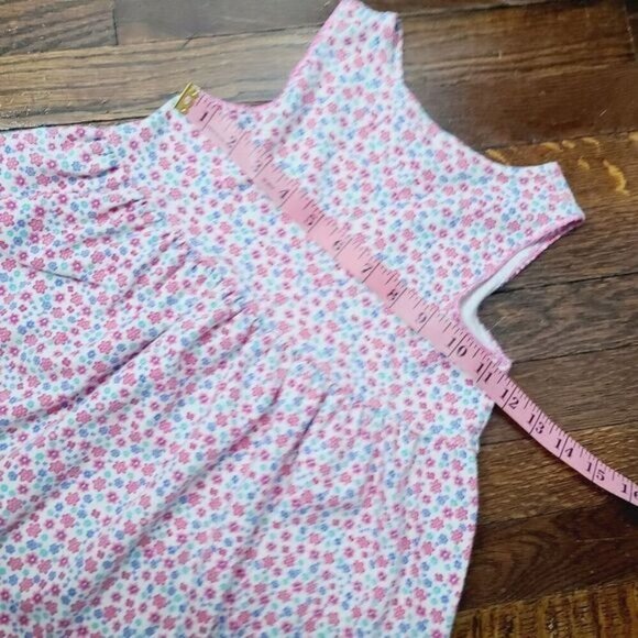 Vintage 90s Pink Blue Floral Sleeveless Girls Dress - Picture 7 of 8